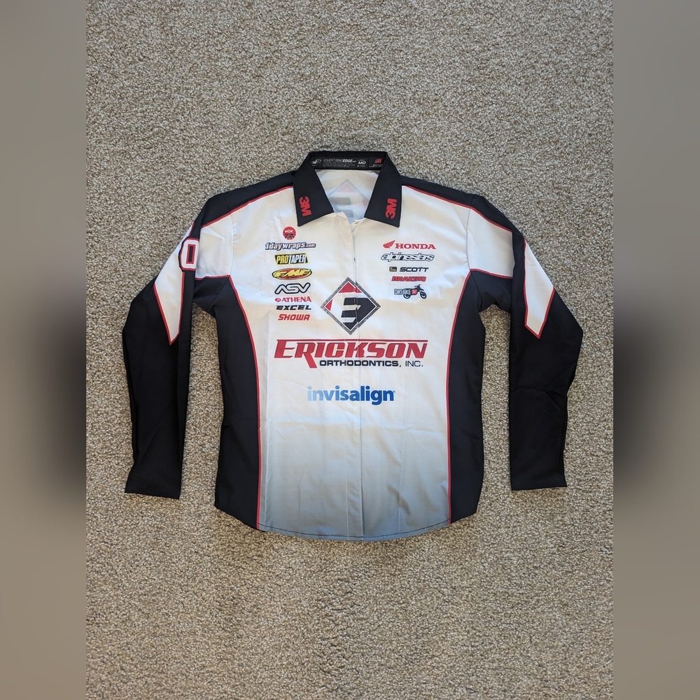 RACING SHIRT MECHANICS PIT CREW Women's SIZE MED WHITE LONG SLEEVE HONDA 3M USA